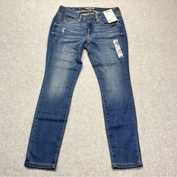 Sonoma Women’s Mid Rise Skinny Jeans NWT Med Blue Wash size 2 Short - Picture 1 of 8